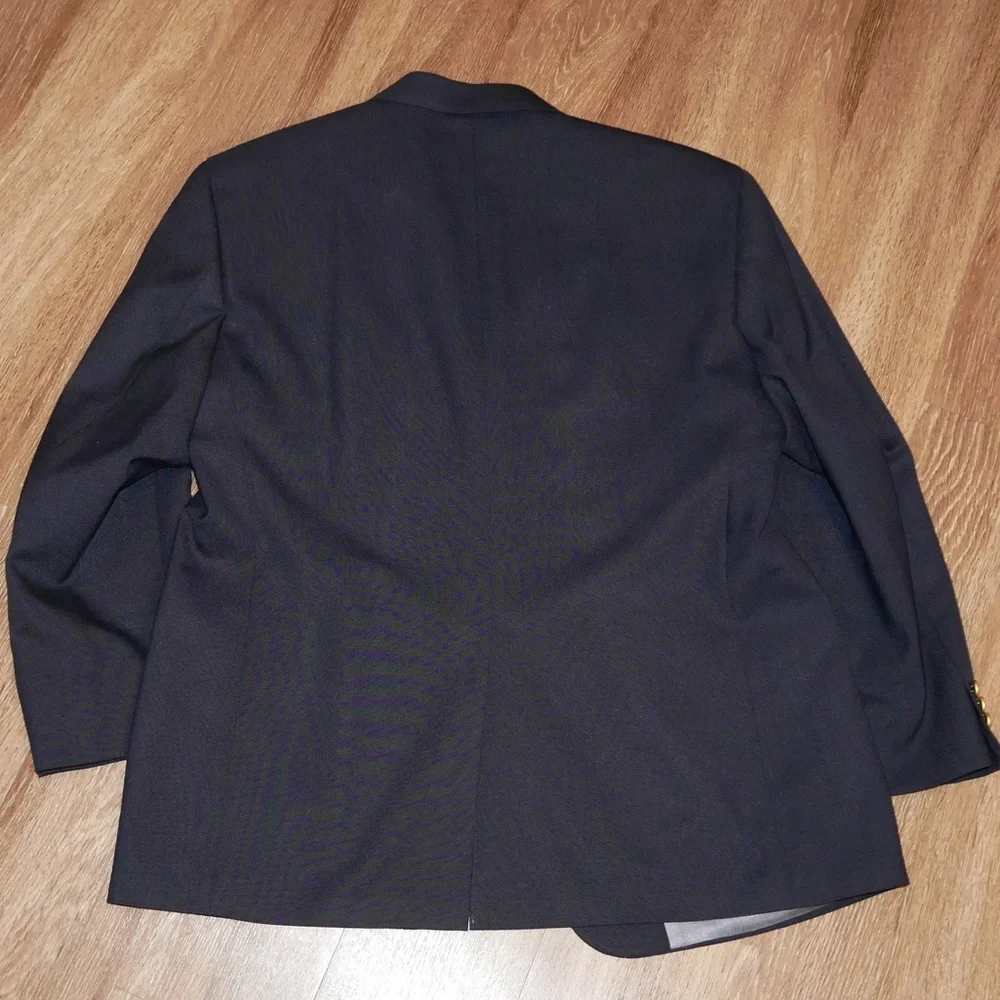 Stafford Mens Navy Blue Blazer‎ Gold Crest Buttons Wool Blend Suit Jacket 44S